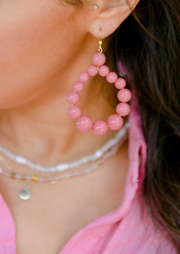 Carly Beaded Earrings- Pink Fizz