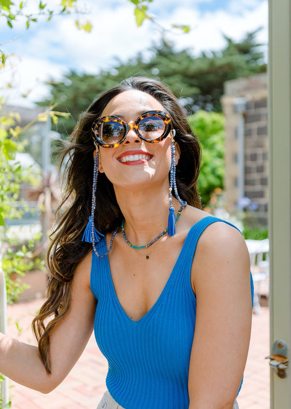 Ava Glasses Chain-Amalfi Blue