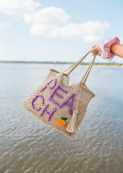 Hand woven Peach Tote