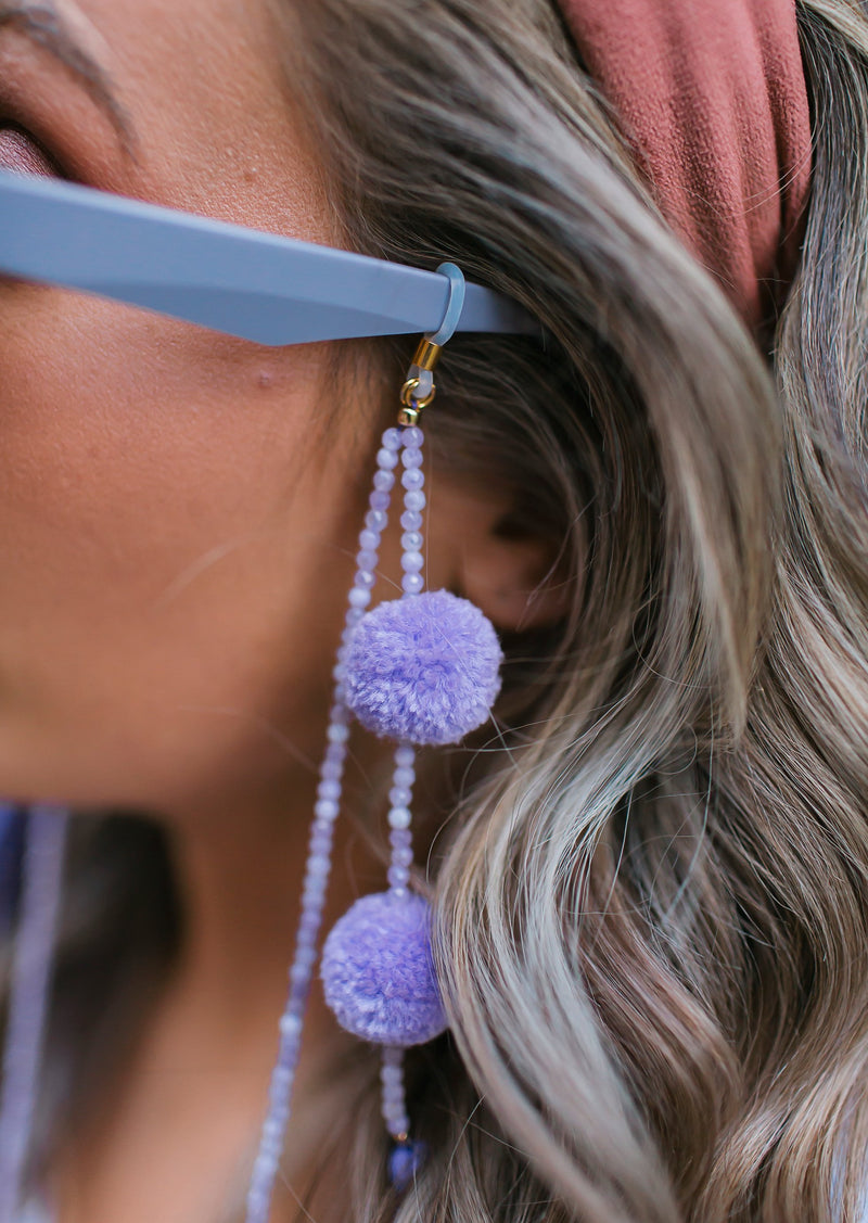 Poppy Pom Pom Glasses Chain- Lilac