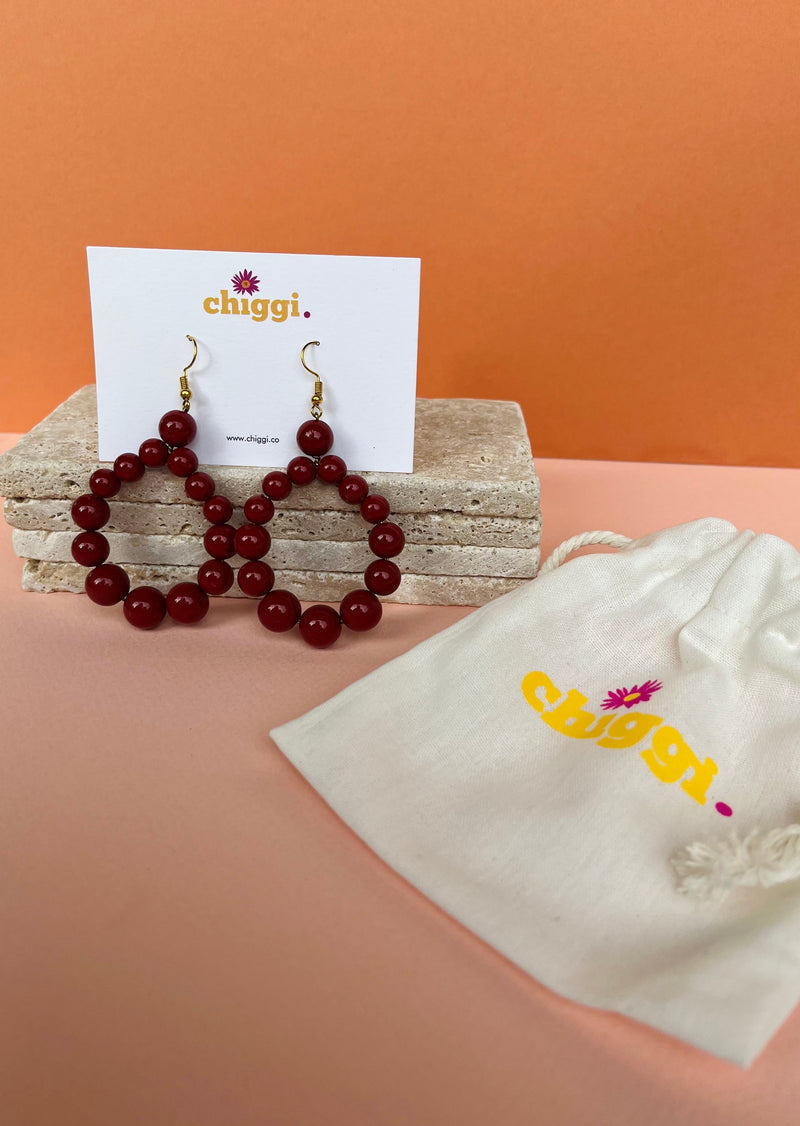 Carly Beaded Earrings- Sangria