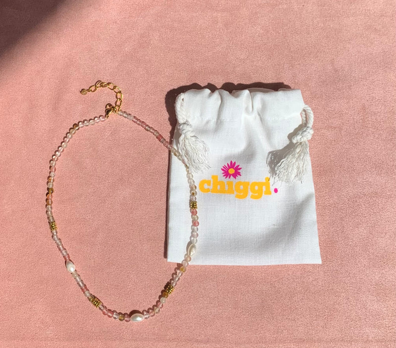 Vienna stone necklace-Marble Pink